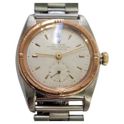 Pre-owned Rolex Perpetual 3372 Rose Gold Ss Men Rare 1940s 32mm Bubbleback Automatic Ra750 In Red