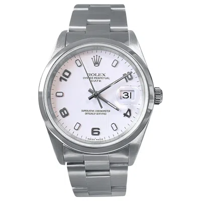 Pre-owned Rolex Perpetual Date With White Dial And Oyster Band