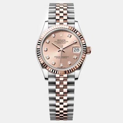 Pre-owned Rolex Pink 18k Everose Gold Stainless Steel Datejust Automatic Women's Wristwatch 31 Mm
