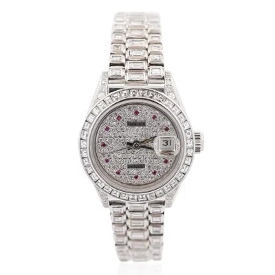 Pre-owned Rolex Platinum Datejust Presidential 15 Carat Diamond 26mm Watch In Multi