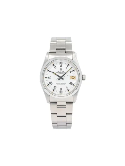 Pre-owned Rolex  Date 34mm In White