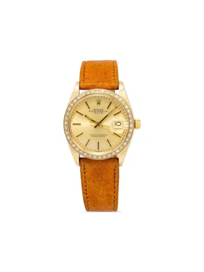 Pre-owned Rolex  Date 34mm In Yellow