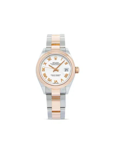 Pre-owned Rolex  Datejust 28mm In White