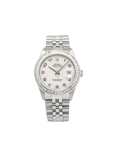 Pre-owned Rolex  Datejust 36mm In White