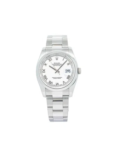 Pre-owned Rolex  Datejust 36mm In White