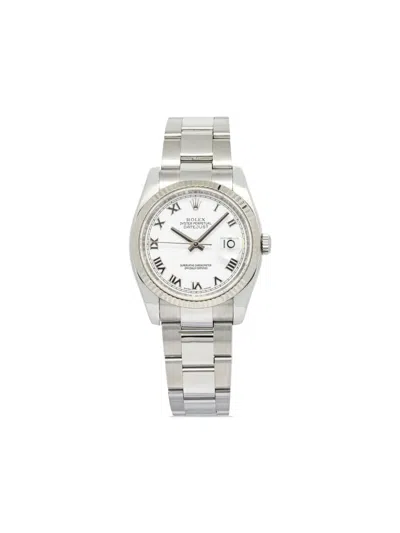Pre-owned Rolex  Datejust 37mm In White