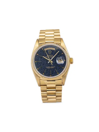 Pre-owned Rolex  Day-date 36mm In Blue