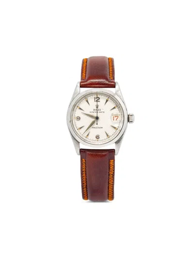 Pre-owned Rolex  Oyster Date 30mm In White