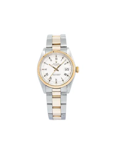 Pre-owned Rolex  Oyster Perpetual Date 34mm In White