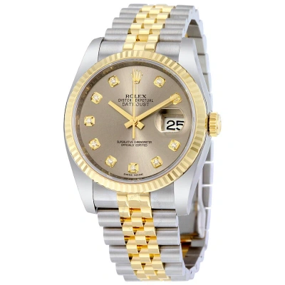 Rolex Datejust Diamond Grey Dial Men's Watch 116233-gydj In Gold / Grey / Yellow