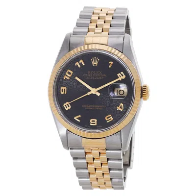 Rolex Oyster Perpetual Datejust 36 Automatic Chronometer Black Dial Men's Watch In Yellow/two Tone/silver Tone/gold Tone/black