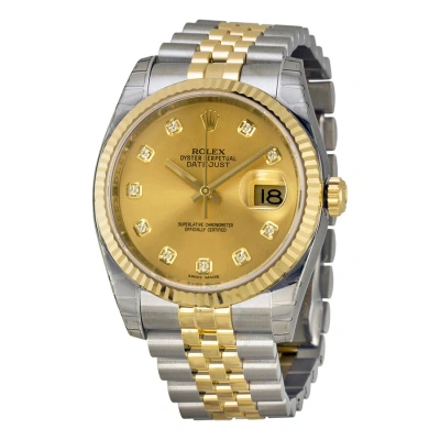 Rolex Oyster Perpetual Datejust 36 Automatic Chronometer Diamond Champagne Dial  In Two Tone  / Champagne / Gold / Gold Tone / Yellow
