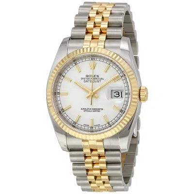 Rolex Oyster Perpetual Datejust 36 Automatic Chronometer White Dial Men's Watch In Gold