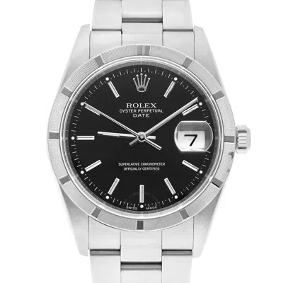 Rolex Date Automatic Black Dial Unisex Watch 15210 Bkso In Metallic