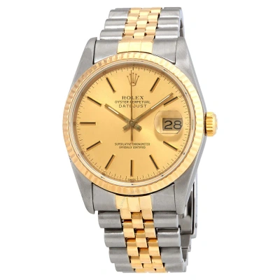 Rolex Datejust Automatic Champagne Dial Unisex Watch 16233 Csj In Two Tone  / Gold / Gold Tone / Yellow