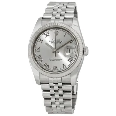 Rolex Datejust 36 Rhodium Dial Steel And 18k White Gold Men's Watch 116234rrj In Metallic