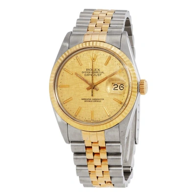 Rolex Datejust Automatic Diamond Champagne Dial Unisex Watch 16013 Cdj In Two Tone  / Champagne / Gold / Gold Tone / Yellow