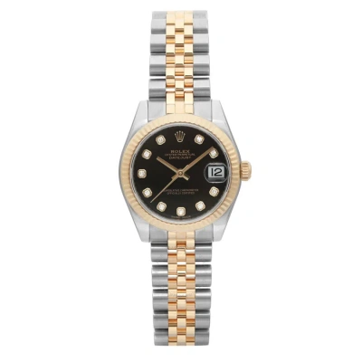 Rolex Datejust Automatic Chronometer Diamond Black Dial Ladies Watch 178273 Bkdj In Metallic
