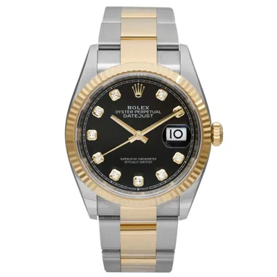 Rolex Datejust Automatic Chronometer Diamond Black Dial Unisex Watch 126233 Bkdo In Yellow/two Tone/silver Tone/gold Tone/black