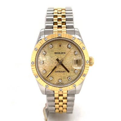 Rolex Datejust Automatic Chronometer Diamond Champagne Dial Ladies Watch 178313cjdj In Gold