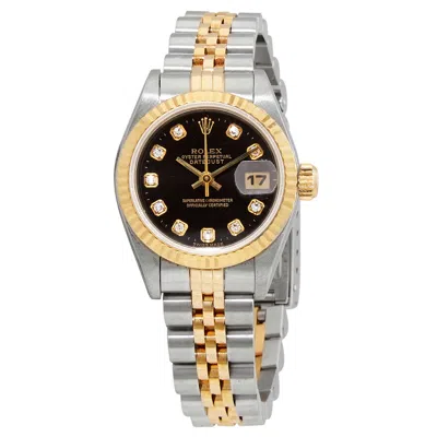 Rolex Datejust Automatic Diamond Black Dial Ladies Watch 69173bkdj In Metallic