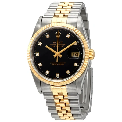 Rolex Datejust Automatic Diamond Black Dial Unisex Watch 16233 Bkdj In Two Tone  / Black / Gold / Gold Tone / Yellow