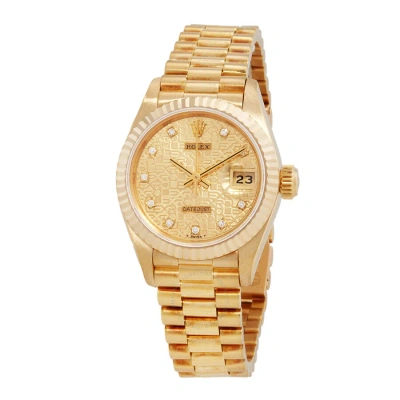 Rolex Datejust Automatic Diamond Champagne Dial Ladies Watch 69178cdp In Champagne / Gold / Gold Tone / Yellow