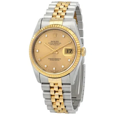 Rolex Datejust Automatic Diamond Champagne Dial Men's Watch 16233cdj-1 In Gold
