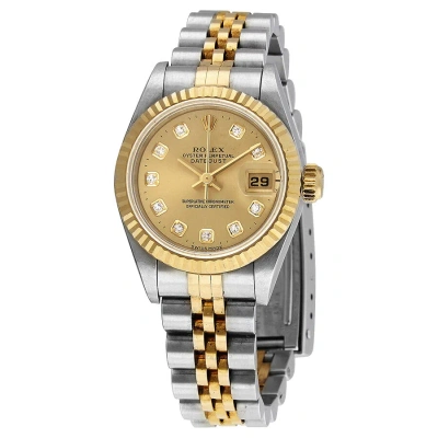 Rolex Datejust Automatic Diamond Gold Dial Ladies Watch 69173cdj In Two Tone  / Gold / Gold Tone / Yellow
