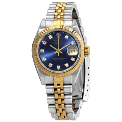 Rolex Datejust Automatic Diamond Ladies Watch 69173blsj In Blue / Gold / Gold Tone / Yellow