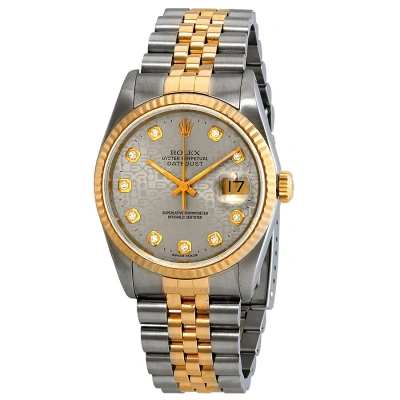 Rolex Datejust Automatic Diamond Silver Dial Men's Watch 16233 Sjdj In Gold