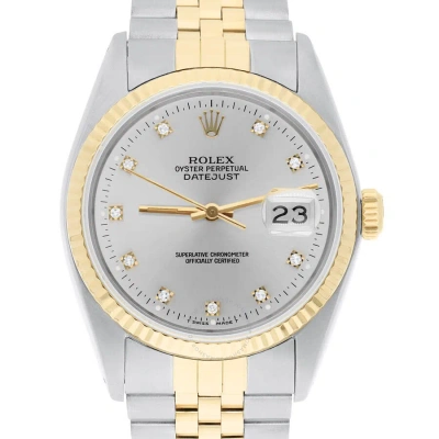 Rolex Datejust Automatic Diamond Silver Dial Unisex Watch 16233 Sdj In Metallic