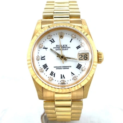 Rolex Datejust Automatic Diamond White Dial Ladies Watch 68278 Wdp In Yellow