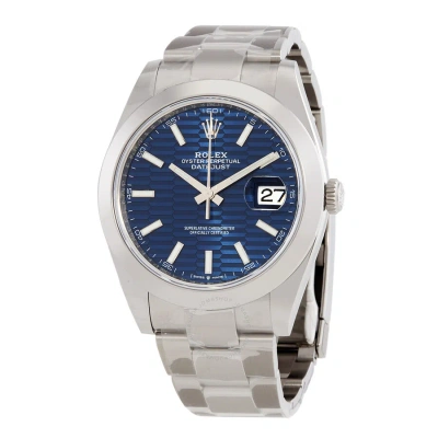 Rolex Datejust 41 Bright Blue Fluted Motif Dial Automatic Men's Oyster Watch M126300-0023