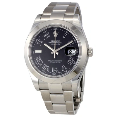 Rolex Datejust Ii Automatic Black Dial Stainless Steel  Oyster Men's Watch 116300bkro In Gray
