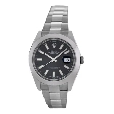 Rolex Datejust Ii Automatic Chronometer Black Dial Men's Watch 116300 Bkso In Silver Tone/black