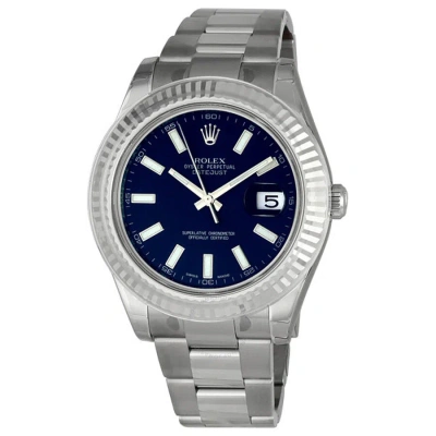 Rolex Datejust Ii Blue Dial Stainless Steel  Oyster Automatic Men's Watch 116334blso In Blue / Gold / Gold Tone / White