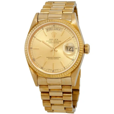 Rolex Day-date 18k Gold Presidential 18038 Champagne Watch In Burgundy