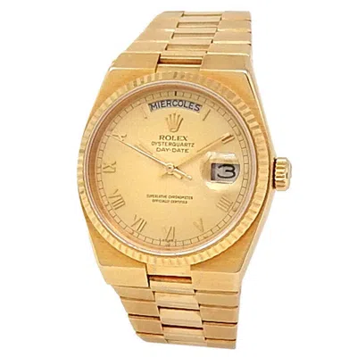 Rolex Day-date Oysterquartz Champagne Dial Men's Watch 19018 In Gold