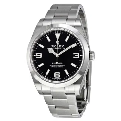 Rolex Explorer Black Dial Stainless Steel Oyster Bracelet Automatic Men's Watch 214270bkas In Metallic