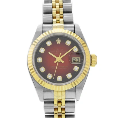 Rolex Lady-datejust Automatic Chronometer Diamond Red Dial Ladies Watch 69173 In Red   /  Two Tone  / Gold / Gold Tone / Yellow