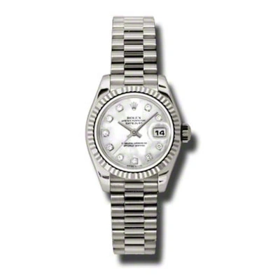 Rolex Lady Datejust Diamond Mother Of Pearl Dial Ladies Watch 179179mdp In Gold / Gold Tone / Mop / Mother Of Pearl / White