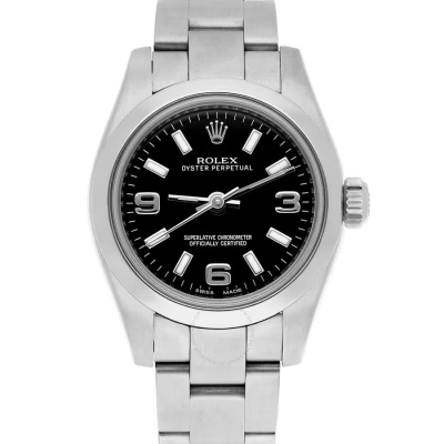 Rolex Oyster Perpetual Automatic Black Dial Ladies Watch 176200 Bksao In Metallic