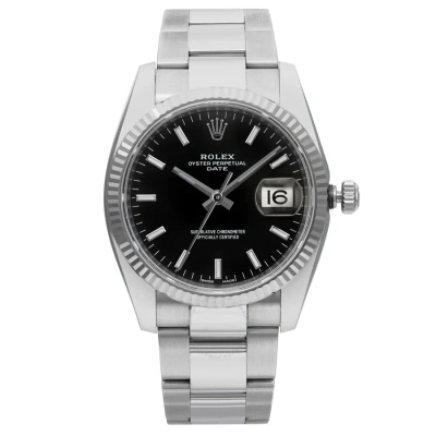 Rolex Oyster Perpetual Automatic Chronometer Black Dial Men's Watch 115234 Bkso In Metallic