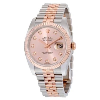 Rolex Oyster Perpetual Datejust 36 Rose Dial Stainless Steel And 18k Everose Gold Jubilee Bracelet A In Gold / Pink / Rose