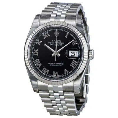 Rolex Oyster Perpetual Black Dial Men's Watch 116234bkrj In Metallic