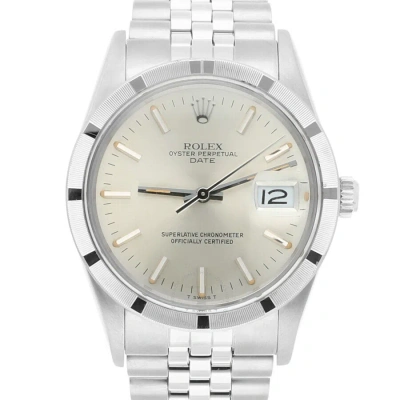 Rolex Oyster Perpetual Date Automatic Silver Dial Unisex Watch 15010 Ssj In Metallic