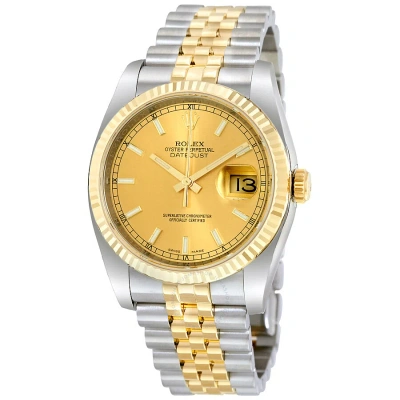 Rolex Oyster Perpetual Datejust 36 Automatic Chronometer Champagne Dial Men's Watch 116233 In Metallic