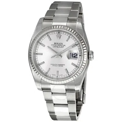 Rolex Oyster Perpetual Datejust 36 Automatic Chronometer Silver Dial Men's Watch 116234-ss In Metallic