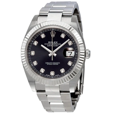 Rolex Oyster Perpetual Datejust Black Diamond Dial Men's Watch 126334bkdo In Black / Gold / Gold Tone / White
